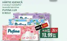 Diana Supermarket PUFINA Hârtie igienică 3 straturi trandafiri/ lavandǎ/sensitive lux Ofertă