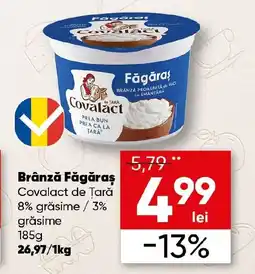 PROFI Brânză Făgăraș Covalact de Țară 8% grăsime / 3% grăsime Ofertă