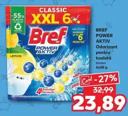 Kaufland BREF POWER AKTIV Odorizant pentru toaletă lemon 6x50 g Ofertă
