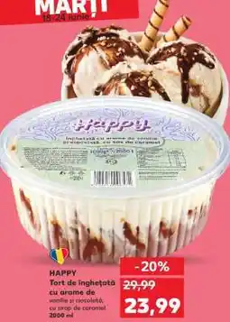 Kaufland HAPPY Tort de înghețată cu arome de vanilie și ciocolată, cu sirop de caramel Ofertă
