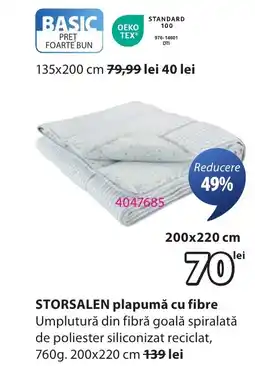 JYSK Storsalen plapumă cu fibre Ofertă