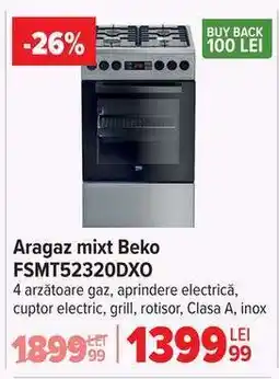 Carrefour Aragaz mixt Beko FSMT52320DXO Ofertă