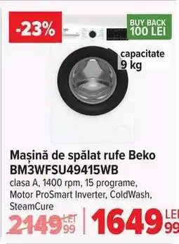 Carrefour Mașină de spălat rufe Beko BM3WFSU49415WB Ofertă