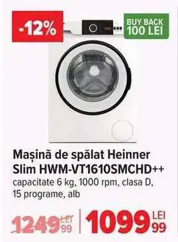 Carrefour Mașină de spălat Heinner Slim HWM-VT1610SMCHD++ Ofertă