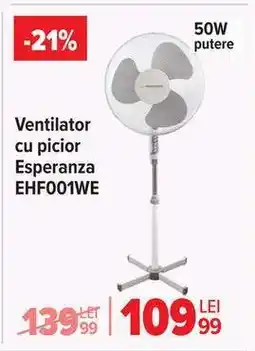 Carrefour Ventilator cu picior Esperanza EHF001WE Ofertă