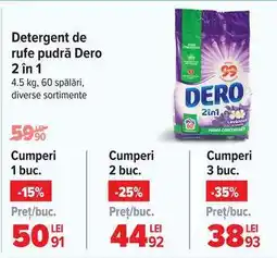 Carrefour Detergent de rufe pudră Dero 2 in 1 Ofertă