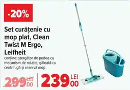 Carrefour Set curățenie cu mop plat, Clean Twist M Ergo, Leifheit Ofertă