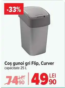 Carrefour Coș gunoi gri Flip, Curver Ofertă