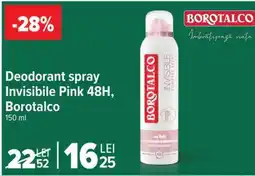 Carrefour Deodorant spray Invisibile Pink 48H, Borotalco Ofertă