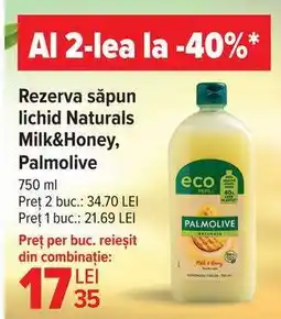 Carrefour Rezerva săpun lichid Naturals Milk&Honey, Palmolive Ofertă