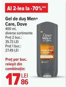 Carrefour Gel de duș Men+Care, Dove Ofertă