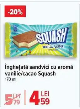Carrefour Înghețată sandvici cu aromă vanilie/cacao Squash Ofertă