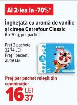 Carrefour Înghețată cu aromă de vanilie și cireșe Carrefour Classic Ofertă