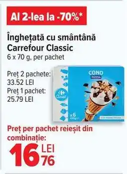 Carrefour Înghețată cu smântână Carrefour Classic Ofertă