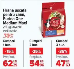 Carrefour Hrană uscată pentru câini, Purina One Medium Maxi Ofertă