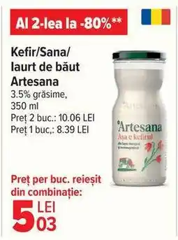 Carrefour Kefir/Sana/iaurt de băut Artesana Ofertă