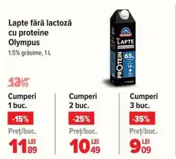Carrefour Lapte fără lactoză cu proteine Olympus Ofertă