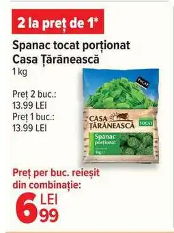 Carrefour Spanac tocat porționat Casa Țărănească Ofertă