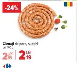 Carrefour Cârnați de porc, subțiri Ofertă