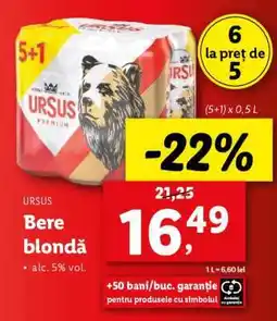 Lidl URSUS Bere blondă Ofertă