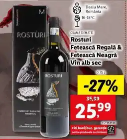 Lidl Rosturi Fetească Regală & Fetească Neagră Vin alb sec Ofertă