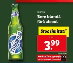 Lidl Tuborg Bere blondă fără alcool Ofertă