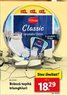 Lidl MILBONA Brânză topită triunghiuri Ofertă