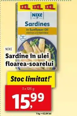 Lidl NIXE Sardine în ulei floarea-soarelui Ofertă
