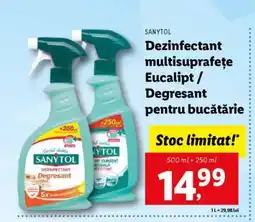 Lidl SANYTOL Dezinfectant multisuprafețe Eucalipt / Degresant pentru bucătărie Ofertă
