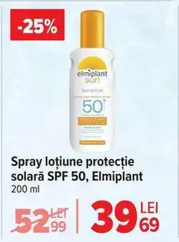 Carrefour Spray loțiune protecție solară SPF 50, Elmiplant Ofertă