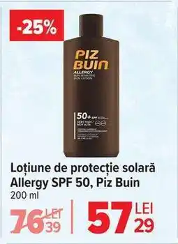 Carrefour Loțiune de protecție solară Allergy SPF 50, Piz Buin Ofertă