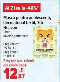 Carrefour Mască pentru adolescenți, din material textil, 7th Heaven Ofertă