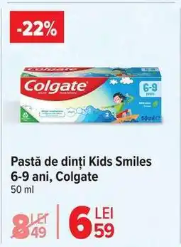 Carrefour Pastă de dinți Kids Smiles 6-9 ani, Colgate Ofertă