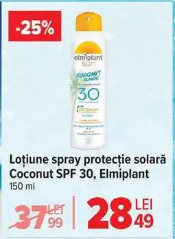 Carrefour Loțiune spray protecție solară Coconut SPF 30, Elmiplant Ofertă