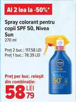 Carrefour Spray colorant pentru copii SPF 50, Nivea Sun Ofertă