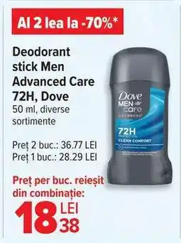 Carrefour Deodorant stick Men Advanced Care 72H, Dove Ofertă