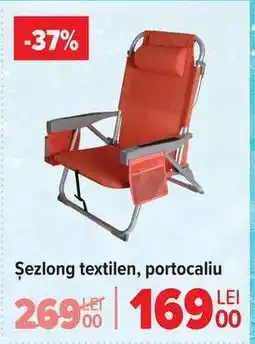 Carrefour Șezlong textilen, portocaliu Ofertă