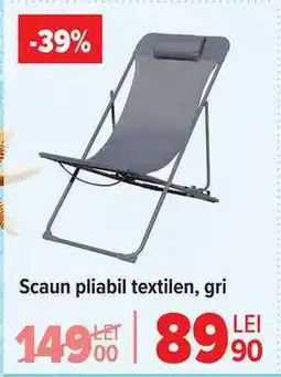Carrefour Scaun pliabil textilen, gri Ofertă