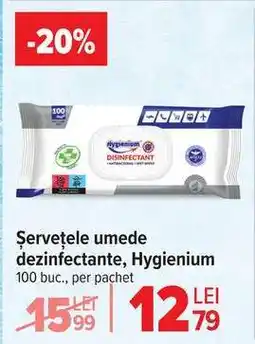 Carrefour Servețele umede dezinfectante, Hygienium Ofertă