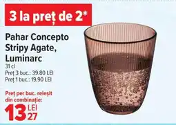Carrefour Pahar Concepto Stripy Agate, Luminarc Ofertă