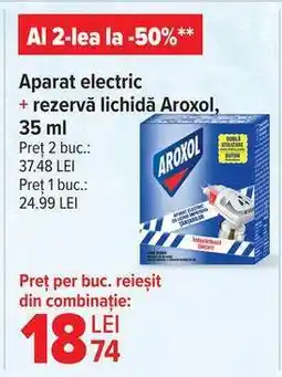Carrefour Aparat electric + rezervă lichidă Aroxol, 35 ml Ofertă