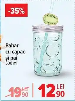 Carrefour Pahar cu capac și pai Ofertă