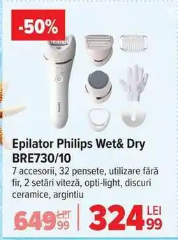 Carrefour Epilator Philips Wet& Dry BRE730/10 Ofertă