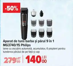 Carrefour Aparat de tuns barba și păr 9 în 1 MG3740/15 Philips Ofertă