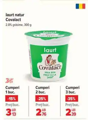 Carrefour Iaurt natur Covalact Ofertă