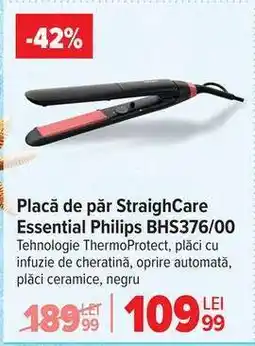 Carrefour Placă de păr StraighCare Essential Philips BHS376/00 Ofertă