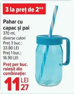 Carrefour Pahar cu capac și pai Ofertă