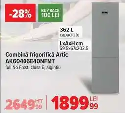 Carrefour Combină frigorifică Artic AK60406E40NFMT Ofertă