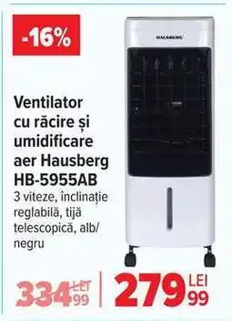 Carrefour Ventilator cu răcire și umidificare aer Hausberg HB-5955AB Ofertă