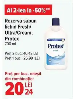 Carrefour Rezervă săpun lichid Fresh/Ultra/Cream, Protex Ofertă